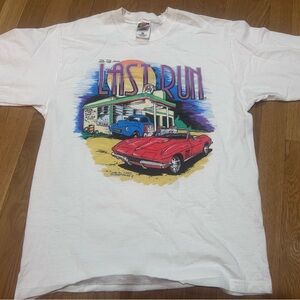 “Last Run” y2k vintage Car Graphic shirt medium